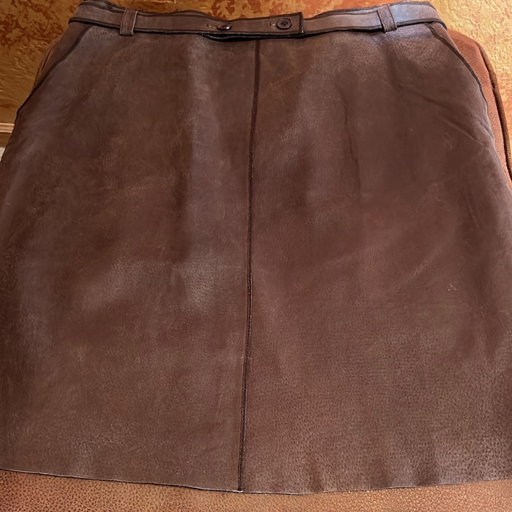 Jackie Blue Genuine Leather Belted Skirt